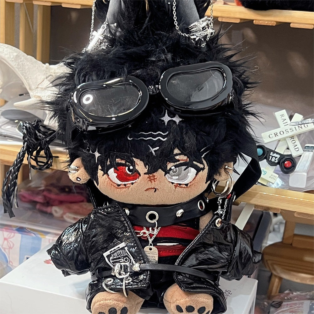 20/30 cm Cotton Doll Washed Rabbit Fur Black Leather No Attribute Star Doll with Animal Ears