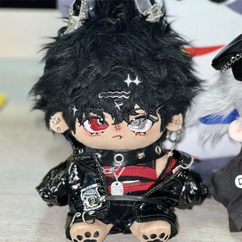 20/30 cm Cotton Doll Black Leather Washed Rabbit Fur No Attribute Super Star Doll with Animal Ears In Stock